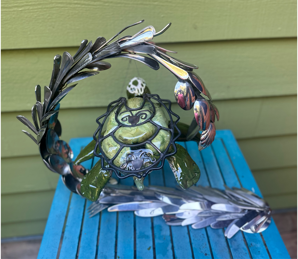 Small Green Turtle in Wave - Eileen Lagasse
